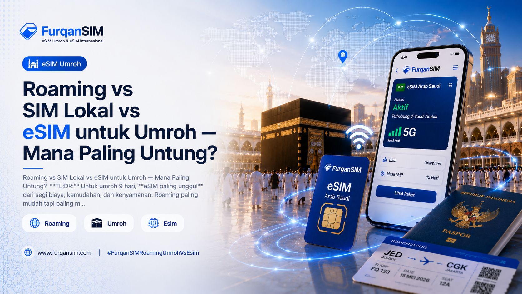 Roaming vs SIM Lokal vs eSIM untuk Umroh — Mana Paling Untung?